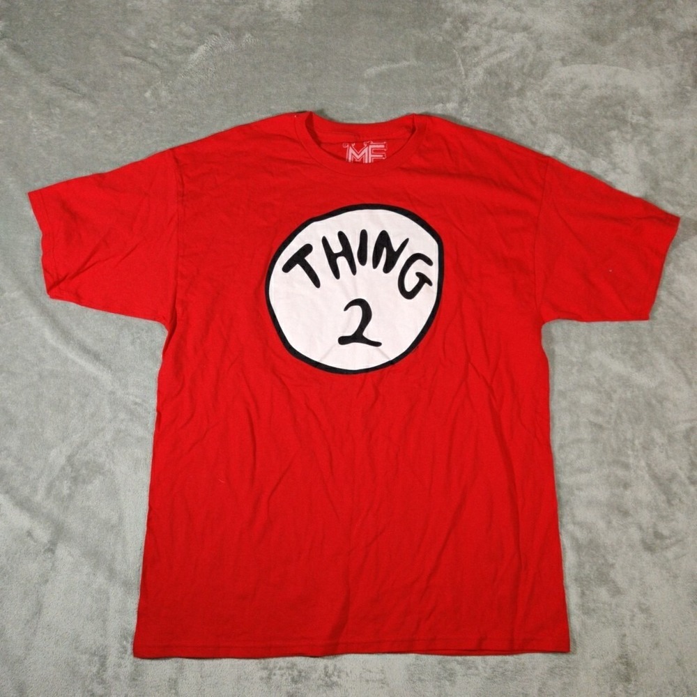 Thing 2 Shirt Mens XL Red Short Sleeve Dr.Sues Chest‎ Logo Casual